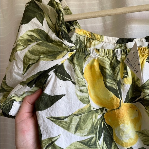 Off the shoulder lemon top h&m crop puff sleeve - Picture 5 of 8